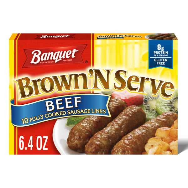 Frozen Breakfast Banquet Brown ‘N Serve Fully Cooked Beef Sausage Links hero