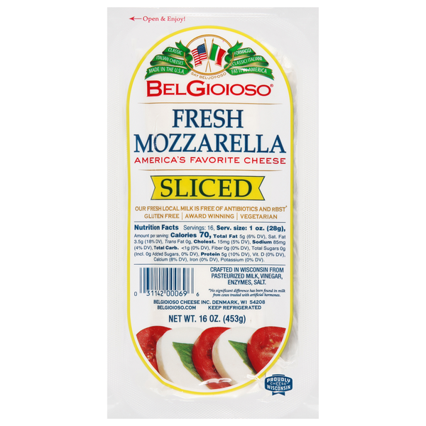 Specialty Cheeses BelGioioso Sliced Fresh Mozzarella Cheese, Log, Cryo hero