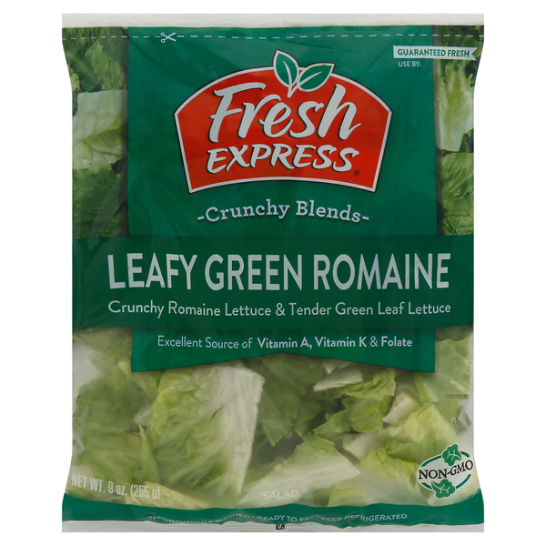 Packaged Vegetables & Fruits Fresh Express Salad, Leafy Green Romaine, Crunchy Blends hero