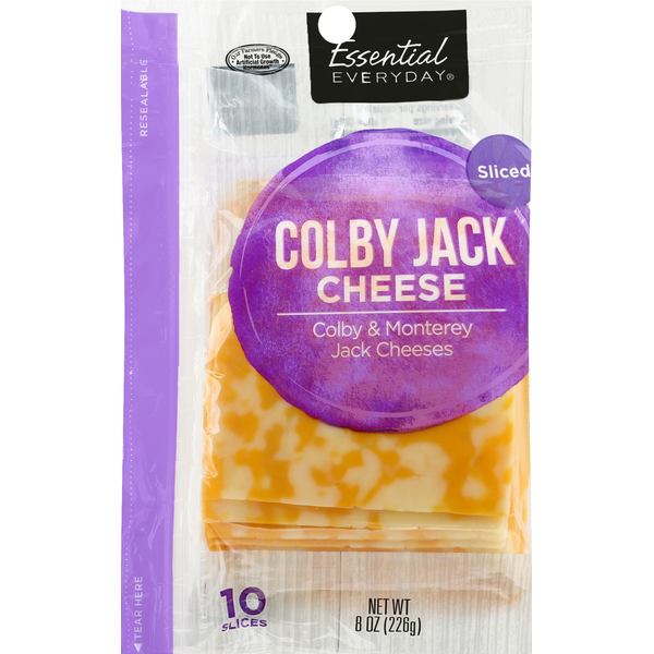 Packaged Cheese Essential Everyday Cheese, Colby Jack, Sliced hero