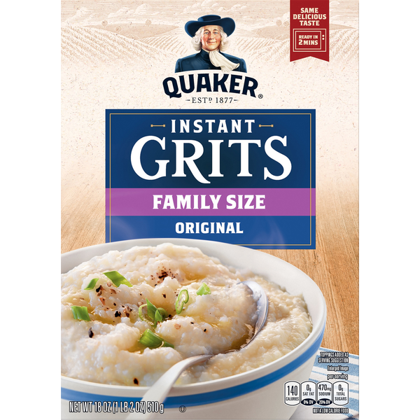 Hot Cereal & Pancake Mixes Quaker Instant Grits, Original, Family Size hero