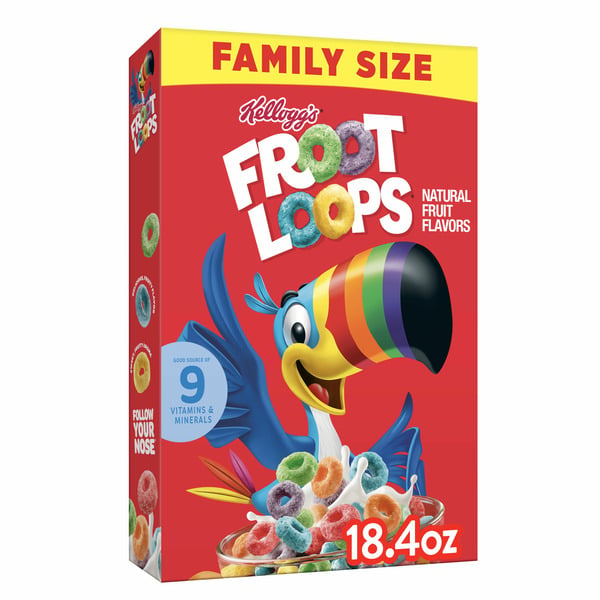 Cereal & Granola Kellogg Froot Loops Breakfast Cereal, Kids Cereal, Family Breakfast, Original hero