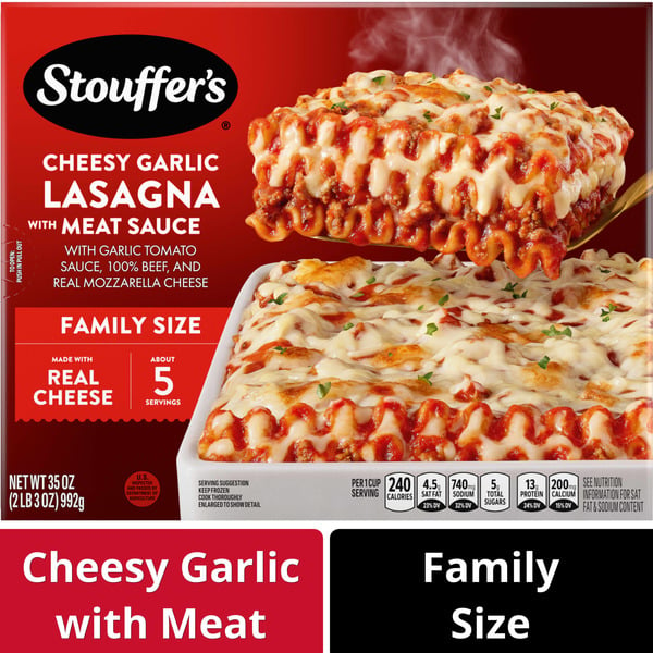 Frozen Meals Stouffer's Cheesy Garlic Lasagna with Meat Sauce, Family Size hero