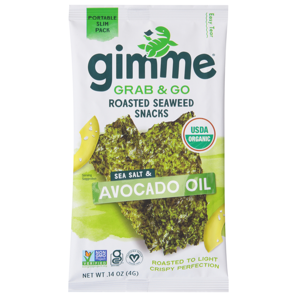 gimMe Seaweed Snacks, Sea Salt & Avocado Oil, Grab & Go, Roasted hero