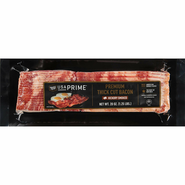 Hot Dogs, Bacon & Sausage Prairie Fresh USA Prime Premium Thick Cut Bacon Hickory Smoked hero