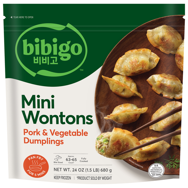 Frozen Meals Bibigo Mini Wontons Pork & Vegetable Dumplings hero