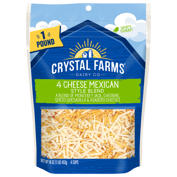 Packaged Cheese Crystal Farms Cheese, 4 Cheese Mexican Style Blend hero