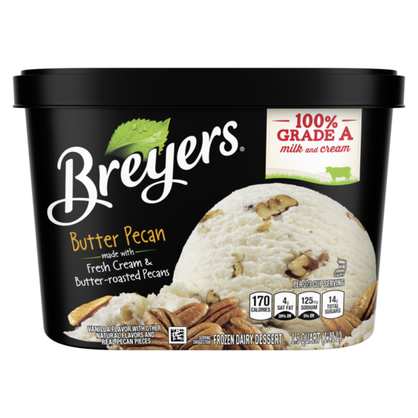 Ice Cream & Ice Breyers Frozen Dairy Dessert Butter Pecan hero