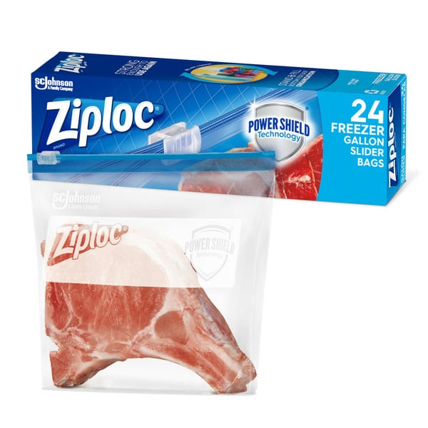 Kitchen Supplies Ziploc® Brand Slider Freezer Bags, BPA-free Plastic Reusable Bags with Power Shield Technology hero