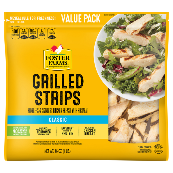 Prepared Meals Foster Farms Grilled Chicken Breast Strips hero