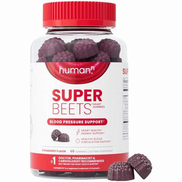 HumanN Super Beets, Blood Pressure Support, Gummies, Strawberry Flavor hero