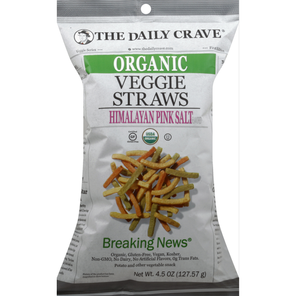 Chips & Pretzels The Daily Crave Veggie Straws, Organic, Himalayan Pink Salt hero