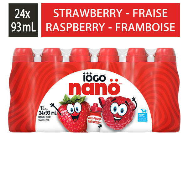 Yogurt iÖGO Nanö 1% Strawberry And Raspberry Drinkable Yogurt hero