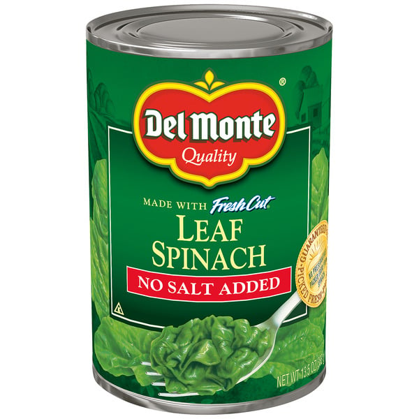 Canned & Jarred Vegetables Del Monte Leaf Spinach, No Salt Added hero