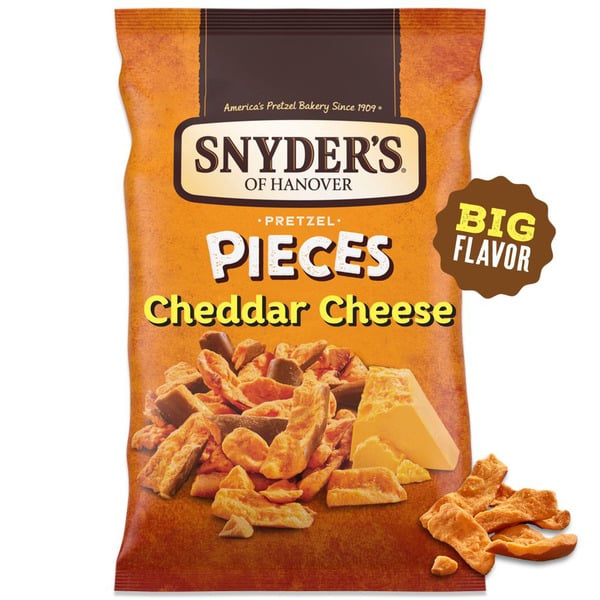 Chips & Pretzels Snyder's of Hanover Cheddar Cheese Pretzel Pieces hero