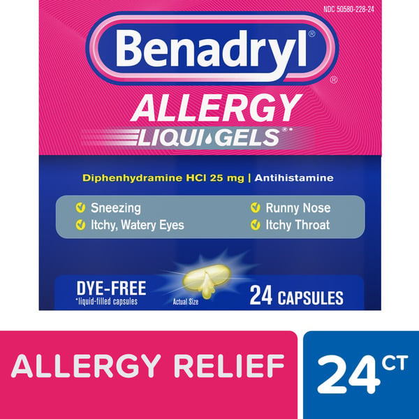 Cold, Flu & Allergy Benadryl Liqui-Gels Antihistamine Allergy Medicine, Dye Free hero