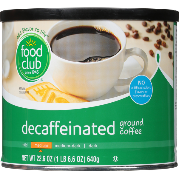 Coffee Food Club Coffee, Ground, Decaffeinated, Medium hero