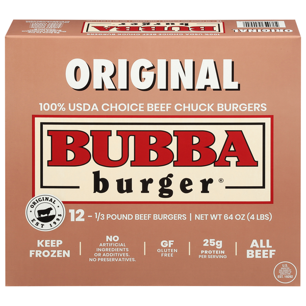 Frozen Meat & Chicken Bubba Burger Burgers, Original hero