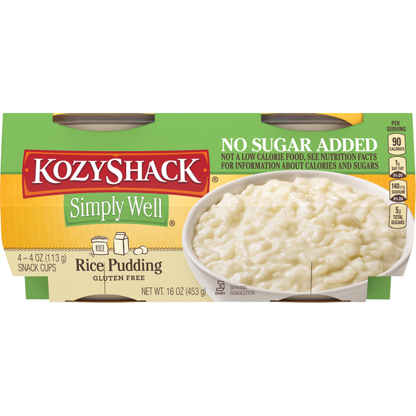 Refrigerated Pudding & Desserts Kozy Shack Simply Well Rice Pudding Snack Cups, Gluten Free Dessert hero