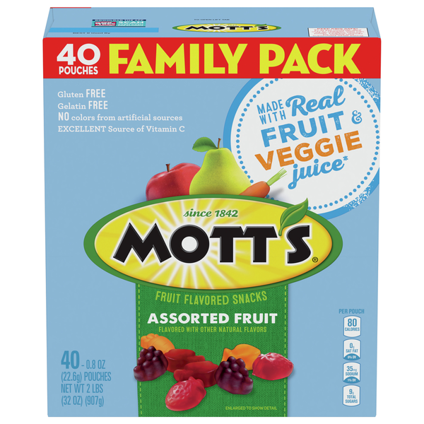 Fruit & Vegetable Snacks Mott's Fruit Flavored Snacks, Assorted Fruit, Family Pack hero