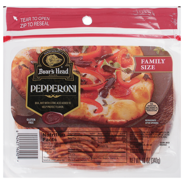 Lunch Meat Boar's Head Pepperoni, Family Size hero