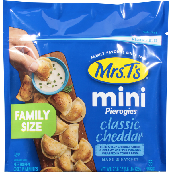 Frozen Meals Mrs. T's Pierogies, Minis, Classic Cheddar, Family Size hero