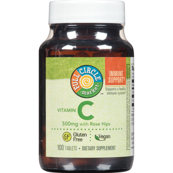 Vitamins & Supplements Full Circle Vitamin C 500 Mg With Rose Hips Supports A Healthy Immune System Dietary Supplement Vegan Tablets hero