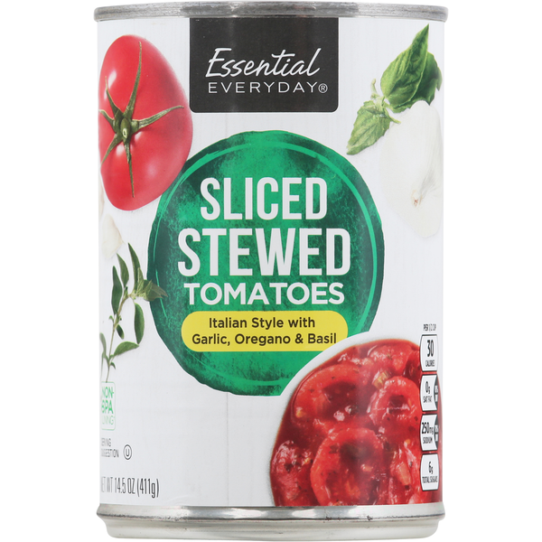 Canned & Jarred Vegetables Essential Everyday Tomatoes, Sliced, Stewed hero