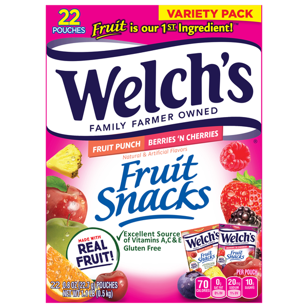 Welch's Fruit Snacks, Fruit Punch/Berries 'N Cherries, Variety Pack hero