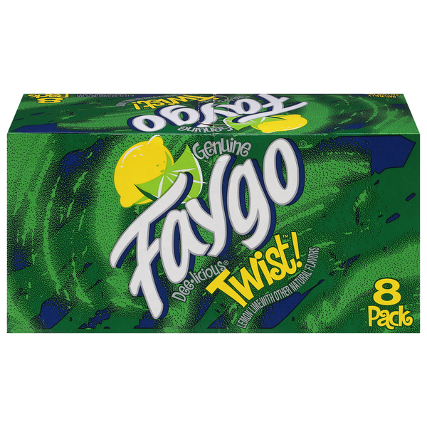 Soft Drinks Faygo Soda Pop, Twist, 8 Pack hero