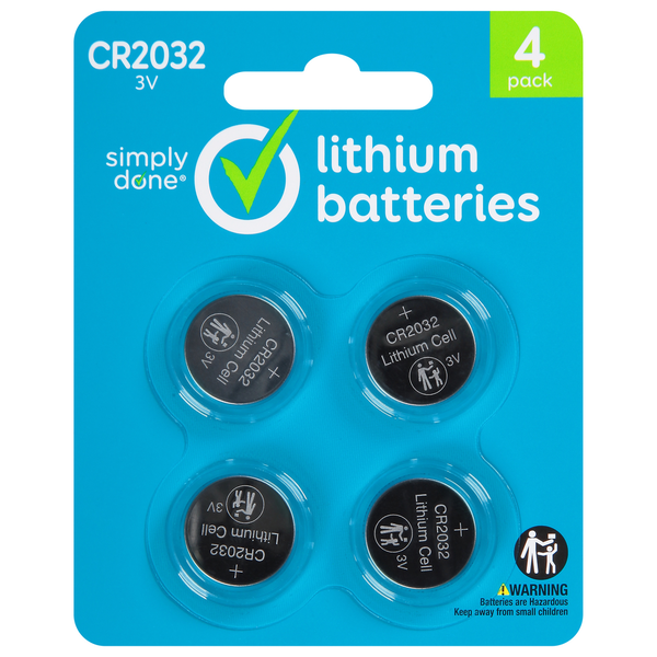 More Household Simply Done Batteries, Lithium, 3V, 4 Pack hero