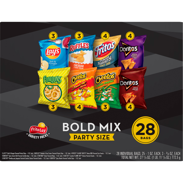 Chips & Pretzels Frito Lay Snacks, Bold Mix, Party Size, Variety Packs hero