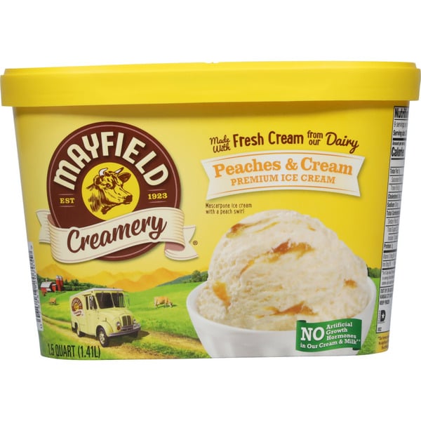 Ice Cream & Ice Mayfield Dairy Farms Ice Cream, Premium, Peaches & Cream hero