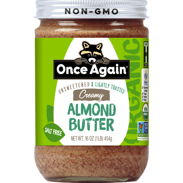 Spreads Once Again Almond Butter, Unsweetened & Lightly Roasted, Creamy, Organic hero