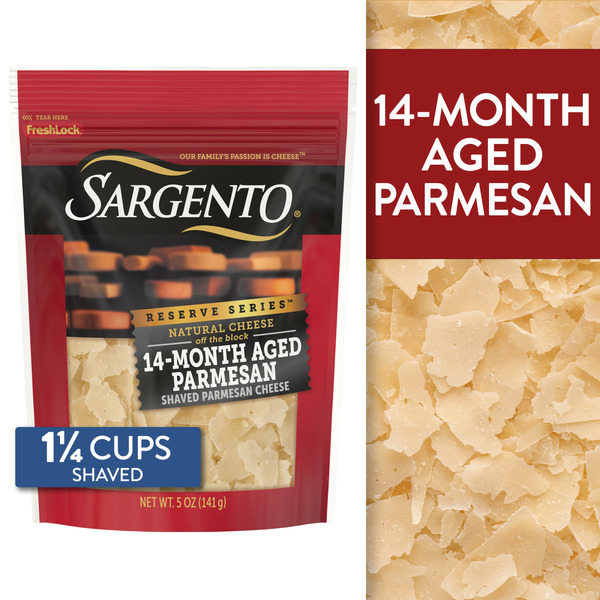 Packaged Cheese Sargento Reserve Series™ Shaved Fourteen-Month Aged Parmesan Natural Cheese hero