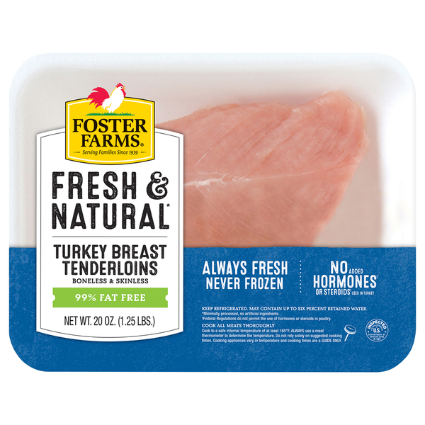 Packaged Poultry Foster Farms Fresh & Natural Boneless Skinless Turkey Breast Tenderloins hero