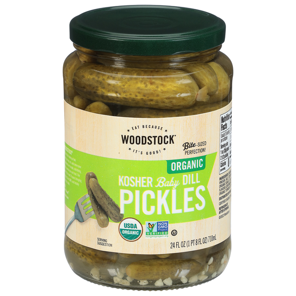 Pickled Goods & Olives WOODSTOCK Organic Kosher Baby Dill Pickles hero