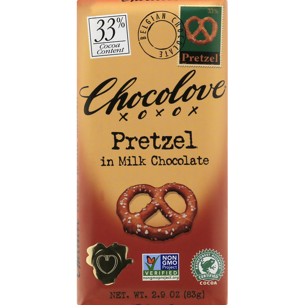 Candy & Chocolate Chocolove Milk Chocolate, Pretzel, 33% Cocoa hero