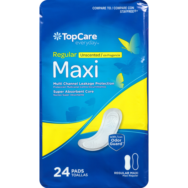 Feminine Care TopCare Pads, Maxi, Regular, Unscented hero