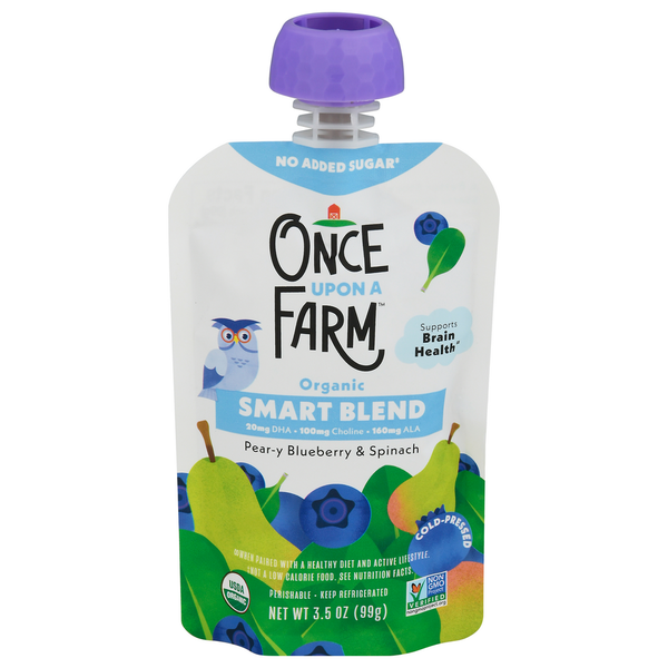 Other Creams & Cheeses Once Upon a Farm Smart Blend, Organic, Pear-y Blueberry & Spinach hero