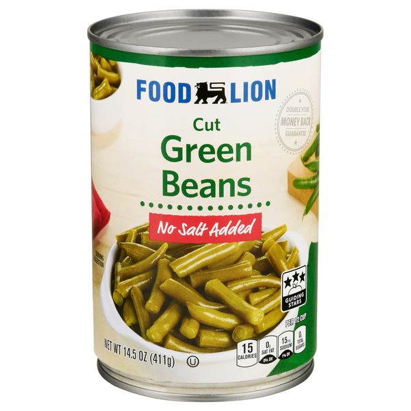 Canned Meals & Beans Food Lion No Salt Added Cut Green Beans hero