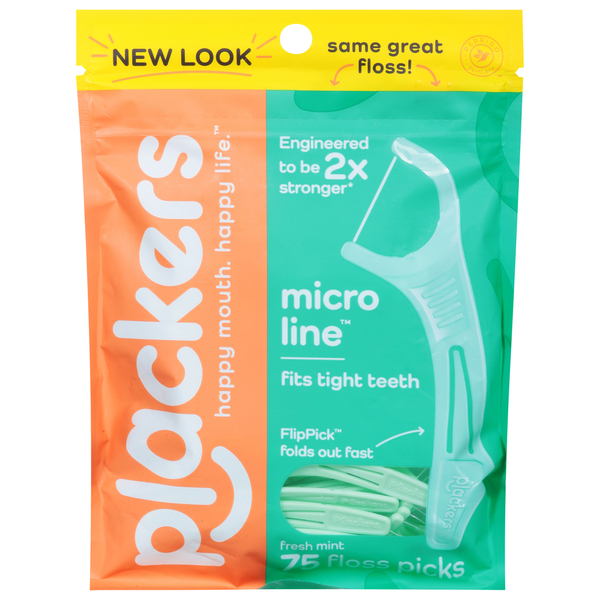 Plackers Micro Mint Floss Picks, Micro Line, Fresh Mint hero