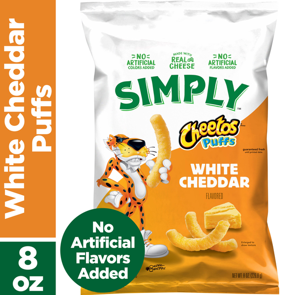 Chips & Pretzels Cheetos Simply Puffs White Cheddar Cheese Flavored Snacks hero