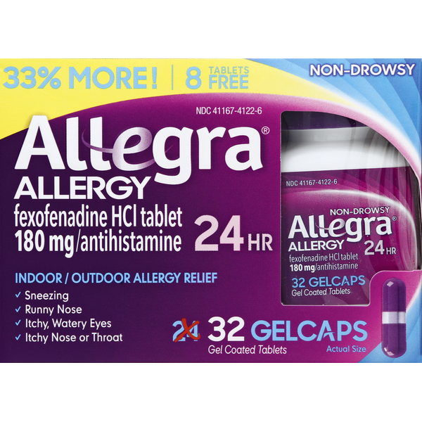 Cold, Flu & Allergy Allegra Allergy, 24 Hr, 180 mg, Gelcaps hero