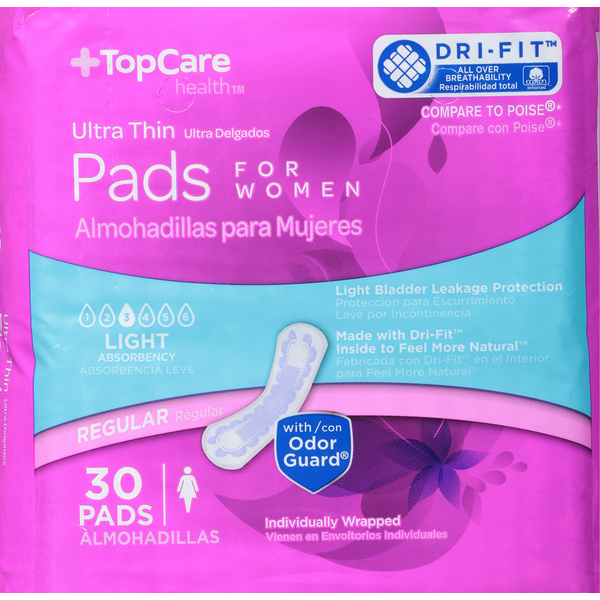 Feminine Care TopCare Pads, Ultra Thin, Regular, Light hero