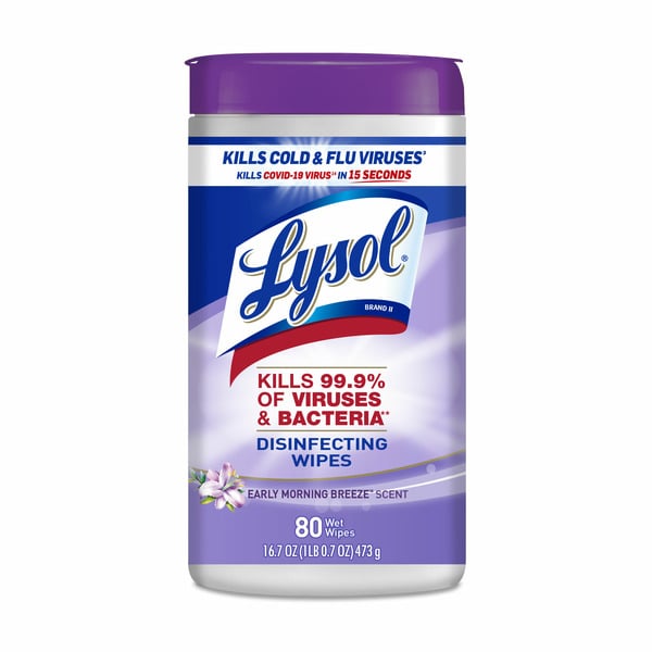 Cleaning Products Lysol Disinfectant Wipes Multi-Surface Antibacterial Cleaning Early Morning Breeze hero