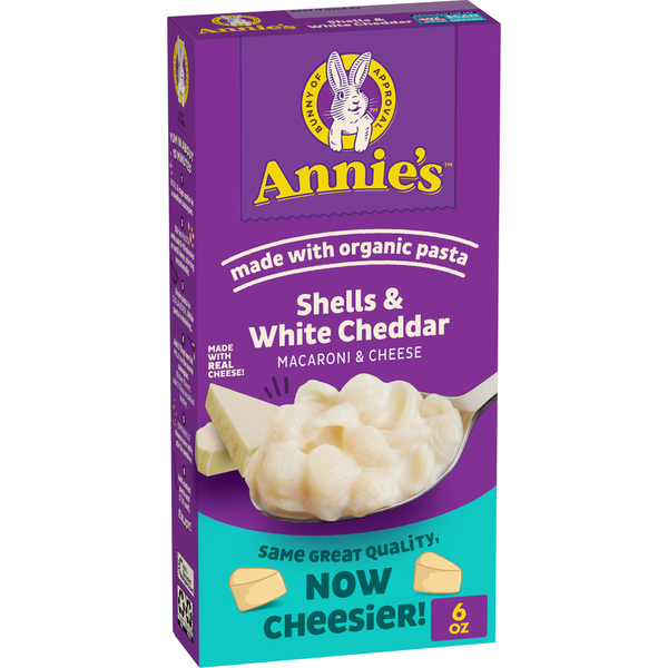 Dry Pasta Annie's White Cheddar Shells Mac and Cheese Macaroni and Cheese Dinner hero