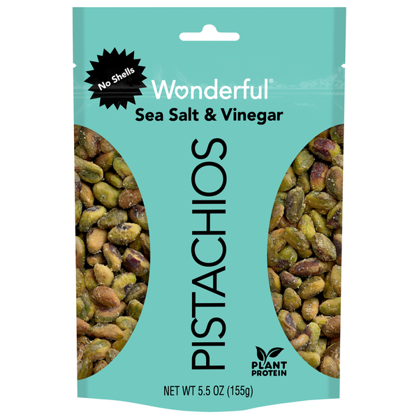 Nuts, Seeds & Dried Fruit Wonderful Sea Salt & Vinegar Flavored Pistachios with No Shells hero