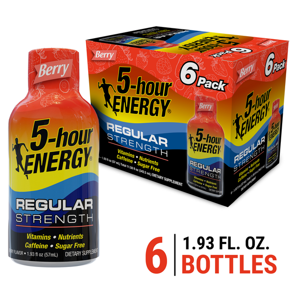 Energy & Sports Drinks 5-hour ENERGY Shot, Regular Strength, Berry, 1.93 oz, 6 Count hero