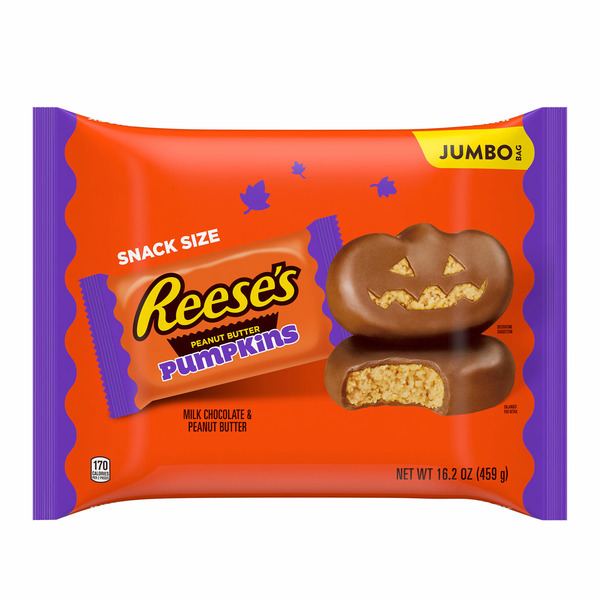 Candy & Chocolate Reese's Milk Chocolate Snack Size Peanut Butter Pumpkins Halloween Candy hero